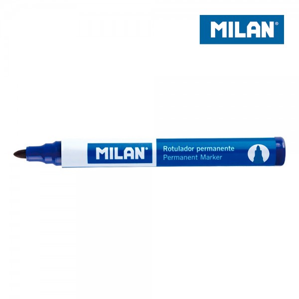Rotuladores permantenes punta redonda azules, caja 12 uds