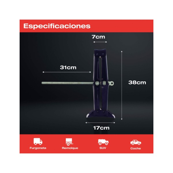 Gato Tijera para Coche de 1,5 Toneladas 1.500kg Reforzado y Homologado