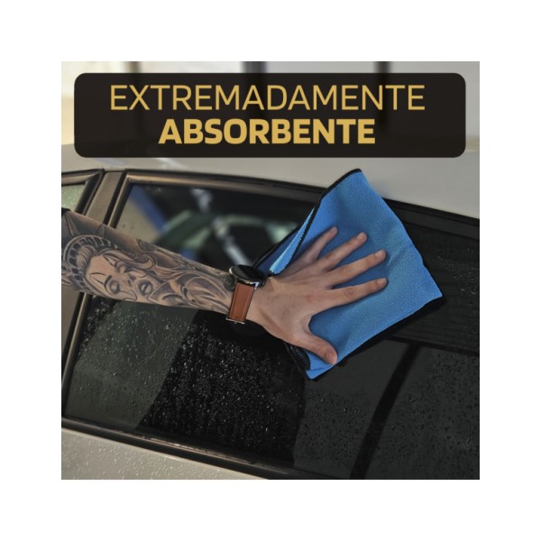 Pack 3 Paños Detailing Billionaire Kit 1 Paño Microfibra 360 gsm 1 Bayeta de Secado y 1 Bayeta Especial Cristales