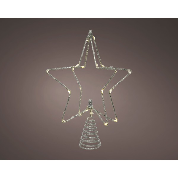 Adorno estrella 3d para árbol navidad, plateada, 20 led, 20 x 5,5 x 25,5 cm