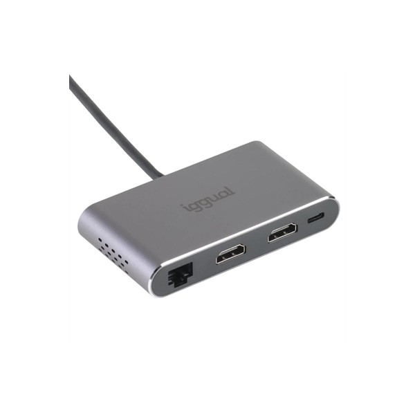 Iggual hub c 8 en 1 2xhdmi 2xusb 2xsd rj45 pd100w