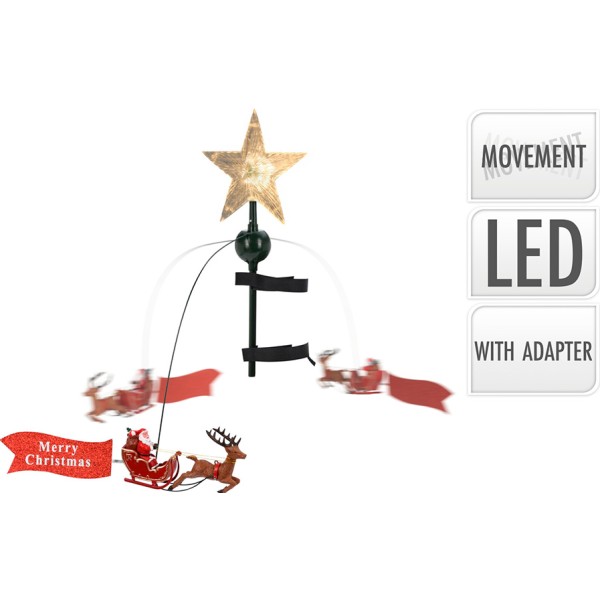 Estrella con led para coronar árbol de navidad con movimiento. 22x8x51cm