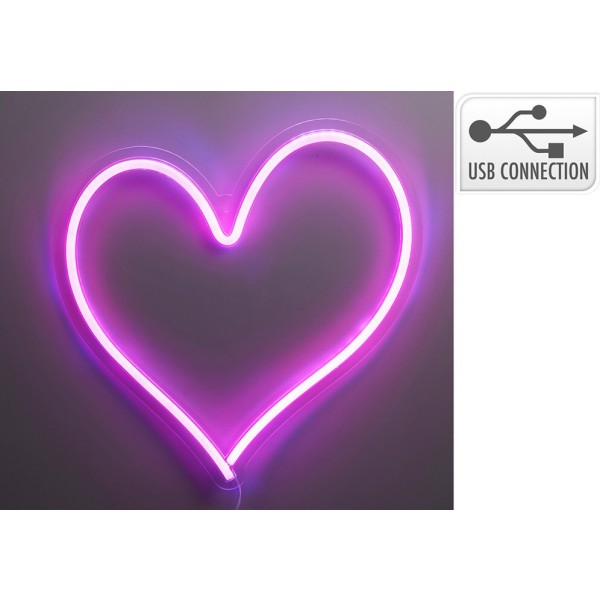 Luz led neón decorativa corazón, 32 x 34 cm